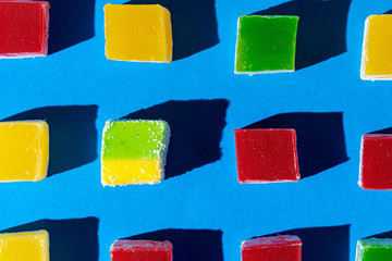 Square shaped turkish delight lokum sweets close up photo