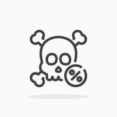 Death percent icon in line style. Editable stroke.