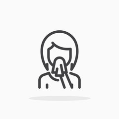 Runny nose icon in line style. Editable stroke.