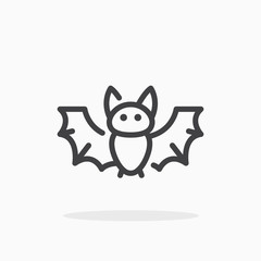 Bat icon in line style. Editable stroke.