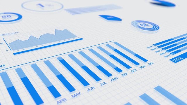 3D animation of rising blue bar graph on white background. ultra HD 4K great for presentations 