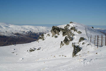 Snow peak in south island, New Zealand. Photograph in winter 2019.