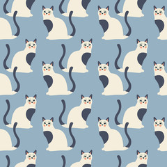 Seamless pattern with cute kittens. Creative childish texture. Vector Illustration.