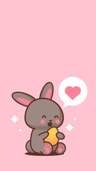 cute rabbit happy easter bunny sticker spring holiday concept vertical greeting card vector illustration