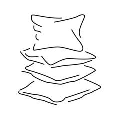 Pillows black line icon. Support of the body at rest for comfort, therapy, or decoration. Pictogram for web page, mobile app, promo. UI UX GUI design element. Editable stroke.