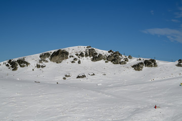 Fototapeta na wymiar Snow peak in south island, New Zealand. Photograph in winter 2019.