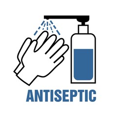 antiseptic and gloves sign