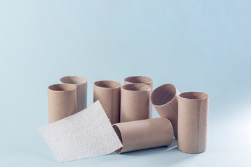 Empty toilet roll on white background