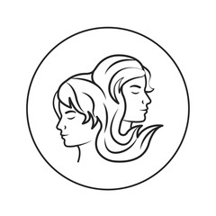 Gemini black line icon. Zodiac sign. Astrology and horoscope. Predictions and human character. Element air. Ruler Mercury. UI UX GUI design element. Editable stroke