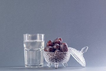 Ramadan kareem meaning Blessed ramadan with dates fruit in bowl