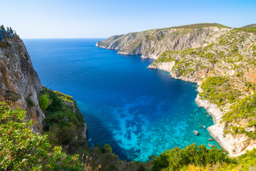 Fototapeta premium Beautiful summer day in Porto Schiza - Kampi - Zakynthos, Ionian Islands - Greece