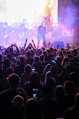 Obraz na płótnie Canvas Fans at live rock music concert cheering