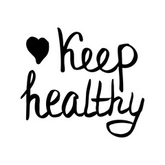 Cute vector hand drawn lettering about coronavirus, Covid-19, Stay Home, work in home. Pandemic protection. Quarantine positive doodle icons, home elements. Isolated on white background.