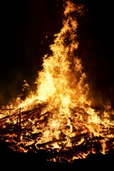 a great fire on field