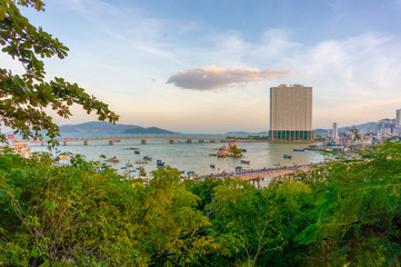 Panorama of Nha Trang from temple complex PoNagar, Vietnam.