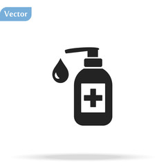 Antibacterial hand sanitizer, disinfection gel line icon, outline vector sign, linear style pictogram isolated on white. Symbol, logo illustration. Editable stroke. Pixel perfect