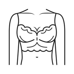 Bustier lingerie black line icon. Form fitting garment used to push up the bust and to shape the waist. Pictogram for web page, mobile app, promo. UI UX GUI design element. Editable stroke