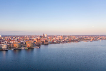 Fototapeta na wymiar aerial view of rostock, city at the baltic sea