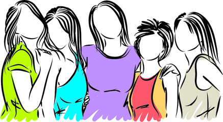 friends women together posing vector illustration