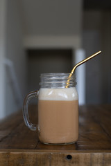 london fog in mason jar and with metal straw