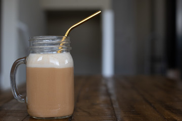 london fog in mason jar and with metal straw