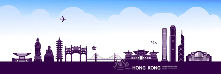 Foto op Plexiglas Hong Kong travel destination grand vector illustration.  © Creative_Bringer