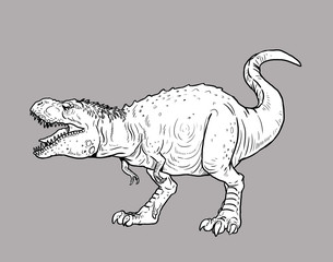 Carnivorous dinosaur - tyrannosaurus rex. Dino T-Rex isolated drawing.	