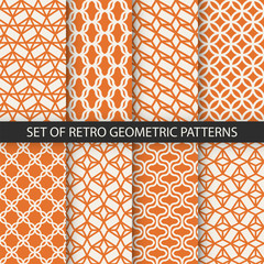 Collection of retro vector seamless patterns. Set of 8 color textures for your design