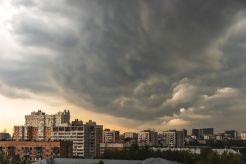 Urban landscape during a storm