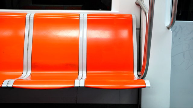 empty seats of a subway during the 2020 world pandemic. conceptual image © Kraft74