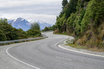 View of the road in coast line around South island, New Zealand.