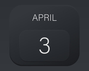 Design calendar 2021 year in trendy black style. Vector illustration symbol of a calendar.  Stylish black gradient. Daily sign of the calendar for web site design, logo, app, UI/UX. Spring April