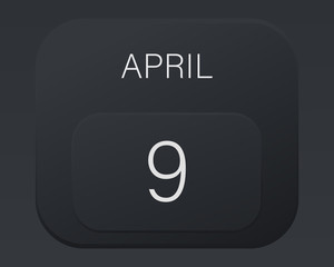 Design calendar 2021 year in trendy black style. Vector illustration symbol of a calendar.  Stylish black gradient. Daily sign of the calendar for web site design, logo, app, UI/UX. Spring April