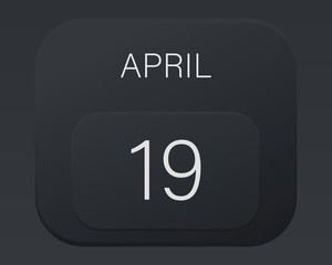 Design calendar 2021 year in trendy black style. Vector illustration symbol of a calendar.  Stylish black gradient. Daily sign of the calendar for web site design, logo, app, UI/UX. Spring April