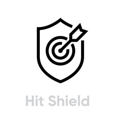 Hit Shield Targets icon. Editable line vector.