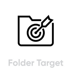 Folder Target icon. Editable line vector.