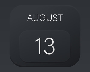 Design calendar 2021 year in trendy black style.Vector illustration symbol of a calendar. Stylish black gradient. Daily sign of the calendar for web site design, logo, app, UI/UX. Summer August