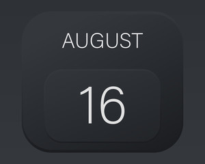 Design calendar 2021 year in trendy black style.Vector illustration symbol of a calendar. Stylish black gradient. Daily sign of the calendar for web site design, logo, app, UI/UX. Summer August