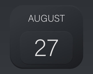 Design calendar 2021 year in trendy black style.Vector illustration symbol of a calendar. Stylish black gradient. Daily sign of the calendar for web site design, logo, app, UI/UX. Summer August