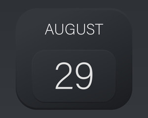 Design calendar 2021 year in trendy black style.Vector illustration symbol of a calendar. Stylish black gradient. Daily sign of the calendar for web site design, logo, app, UI/UX. Summer August