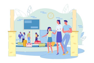 Family with Child at Airport Baggage Claim Zone.