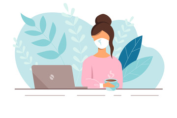 Men Working at Home with Dog, Prevention of Covid-19, Coronavirus Disease Background, Health Care and Safety