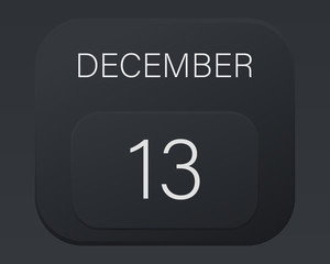 Design calendar 2021 year in trendy black style.Vector illustration symbol of a calendar.Stylish black gradient.Daily sign of the calendar for web site design,logo,app,UI/UX. Winter December