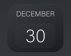 Design calendar 2021 year in trendy black style.Vector illustration symbol of a calendar.Stylish black gradient.Daily sign of the calendar for web site design,logo,app,UI/UX. Winter December