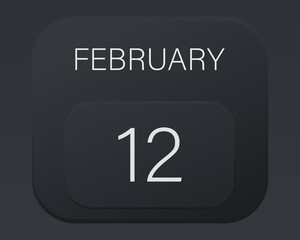 Design calendar 2021 year in trendy black style. Vector illustration symbol of a calendar.  Stylish black gradient. Daily sign of the calender for web site design, logo, app, UI/UX. Winter February