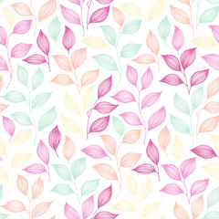 Wrapping tea leaves pattern seamless vector illustration.