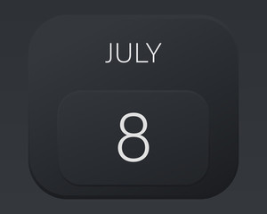 Design calendar 2021 year in trendy black style.Vector illustration symbol of a calendar. Stylish black gradient. Daily sign of the calendar for web site design, logo, app, UI/UX. Summer July