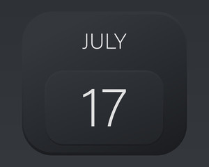 Design calendar 2021 year in trendy black style.Vector illustration symbol of a calendar. Stylish black gradient. Daily sign of the calendar for web site design, logo, app, UI/UX. Summer July