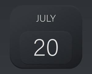 Design calendar 2021 year in trendy black style.Vector illustration symbol of a calendar. Stylish black gradient. Daily sign of the calendar for web site design, logo, app, UI/UX. Summer July