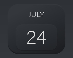 Fototapeta premium Design calendar 2021 year in trendy black style.Vector illustration symbol of a calendar. Stylish black gradient. Daily sign of the calendar for web site design, logo, app, UI/UX. Summer July